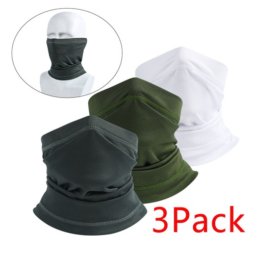 Paquete de 3 Hombres Cuello Gaiter Protección UV Máscara Facial Bufanda Transpirable Pasamontañas Bandana - Imagen 1 de 12