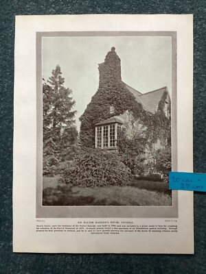 Antique print ,SIR WALTER RALEIGHS HOUSE , YOUGHAL, & WINDINGS OF THE TAMAR,