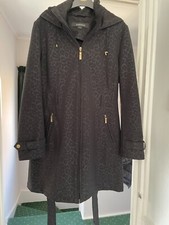 Womens Trench Coat Syle Shell Hooded Zip Jacket Leopard Print, Ellen Tracy.