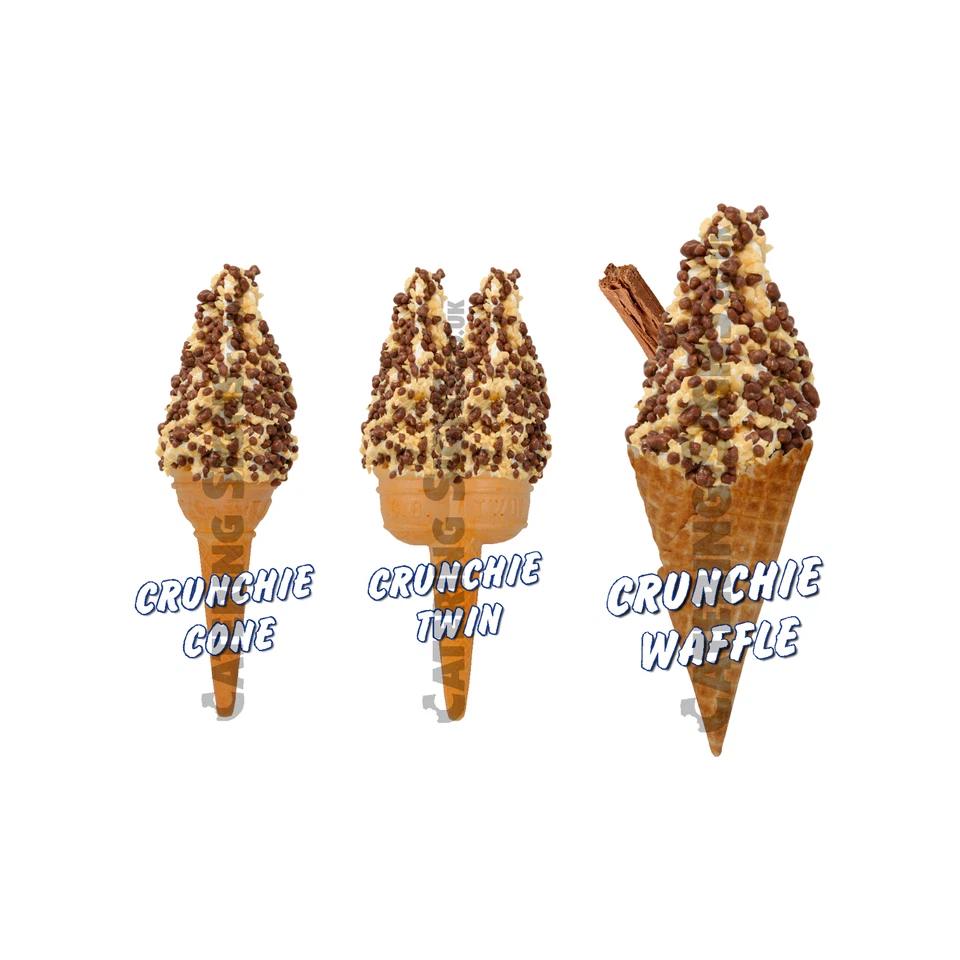 Crunchie Whippy Ice Cream Cone Stickers Set of 3 - Single, Twin & Waffle