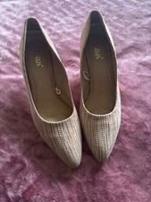 Lotus suede Court Shoes, beige with gold fleck design, Size 6 1/2