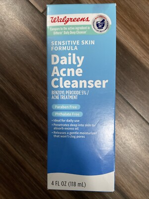 WALGREENS Sensitive Skin Formula Daily Acne Cleanser 4 Fl. Oz Exp 7/25