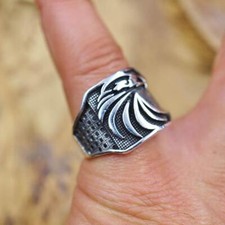 Egyptian Handmade Sterling Silver 925 Band Jewellery Eagle Men's Ring Size 10.5