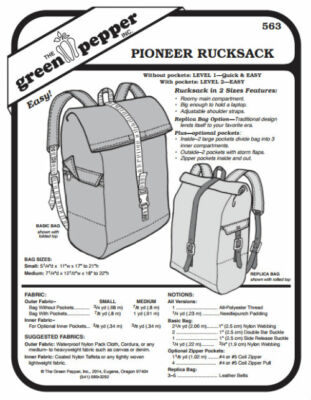 Pioneer Rucksack Backpack Bag #563 Sewing Pattern (Pattern Only) gp563