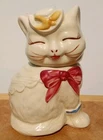 Vintage Pottery Puss 'N Boots Cat Ceramic Cookie Jar & Lid 10" Height