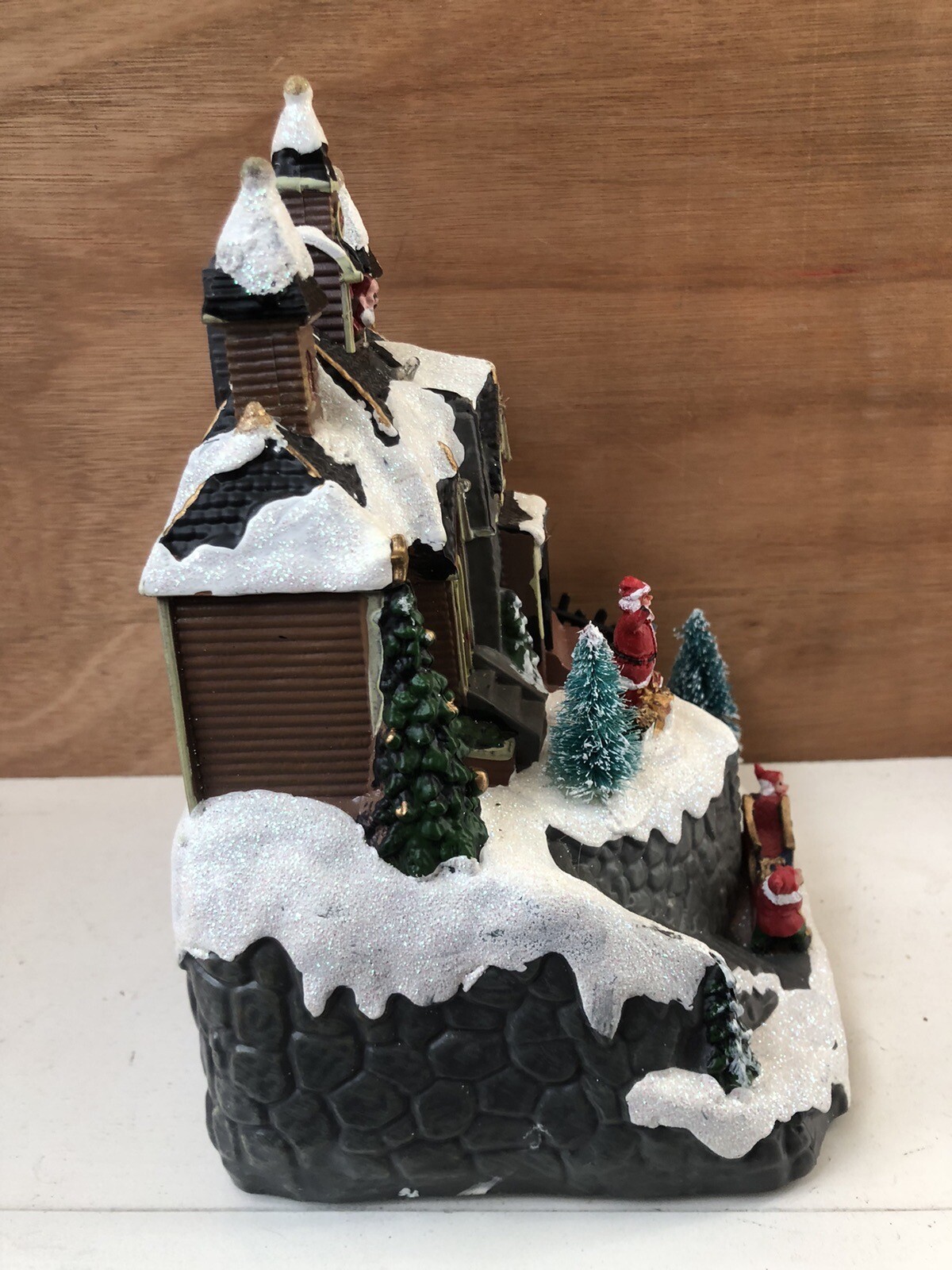 Selections Santa Christmas Scene Ornament with Lights Moving Train and