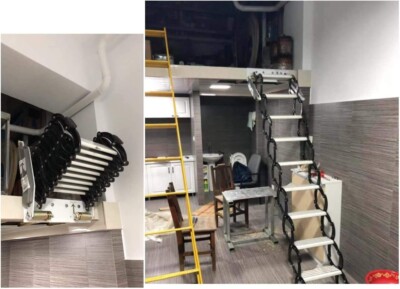 10+2 Steps Wall Mounted Folding Ladder Loft Stair Attic Folding Ladder 8.2Ft
