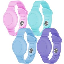 4 Pack Waterproof AirTag Bracelet for Kids, Hidden Silicone Wristband for Air...