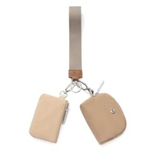 Keychain Wallet - Mini Zip Around Wristlet Wallets for Women - Khaki Brown