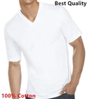 New 3-6 Pack Men's 100% Cotton Tagless V-Neck T-Shirt Undershirt Tee White S-XL