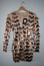 NWT Fashion Nova Sequin Midi Dress Rosegold Sz XS LD50458Z