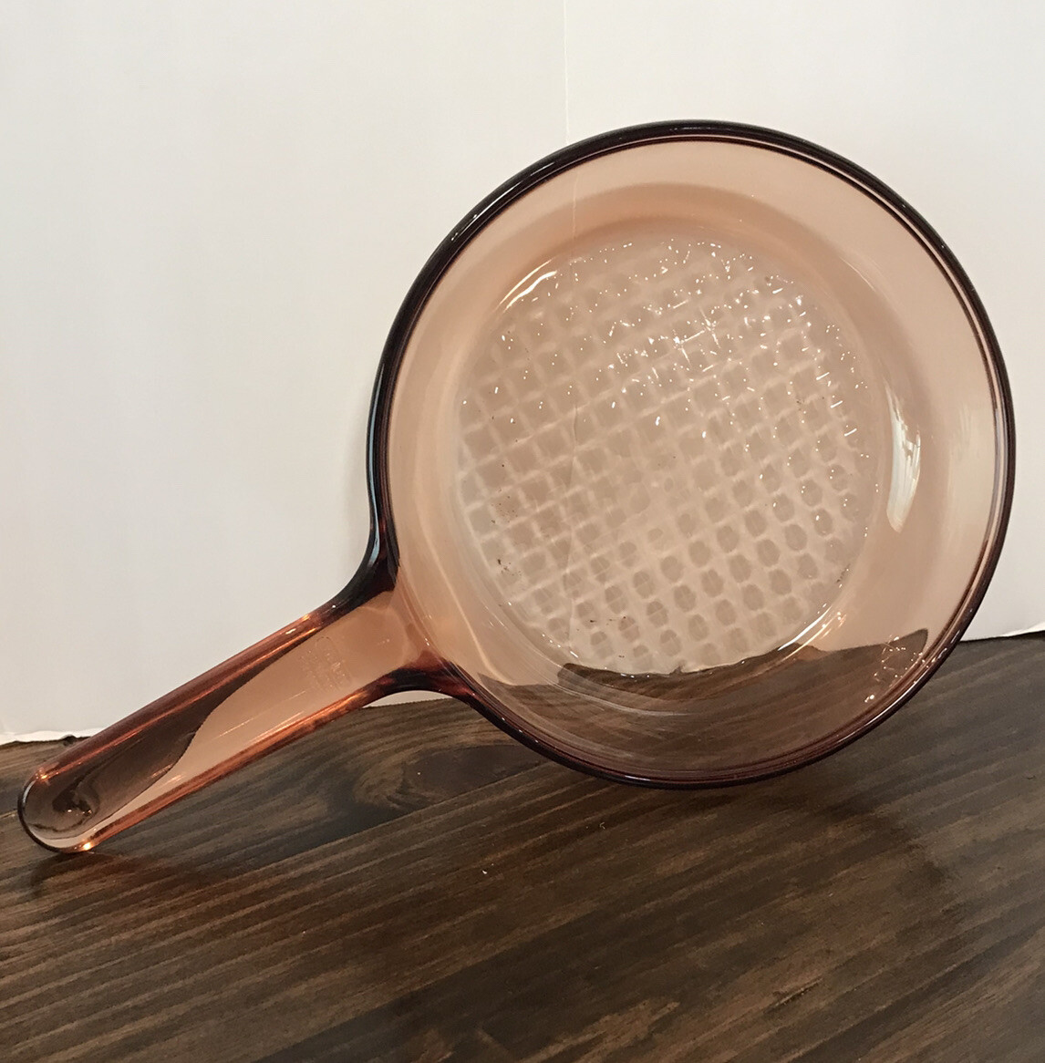 Corning France Vision Amber 7 Inch Waffle Bottom Open Frying Pan