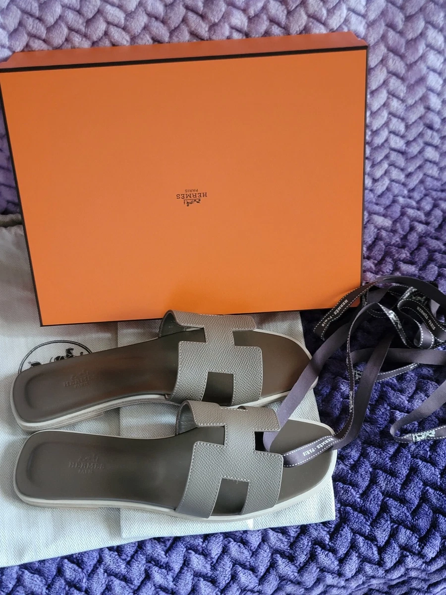 HERMES ORAN SANDAL In Epsom Leather Limited Etain Size 40 Eu/ 10US NEW.