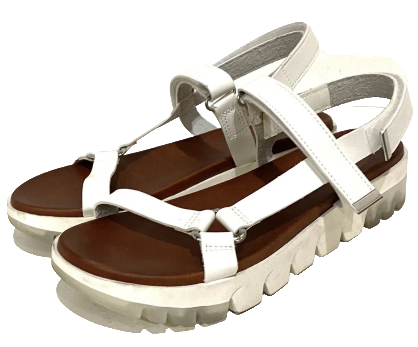 SAOLA Mia sandali scarpe donna flatform caviglia bianco vegan pelle suola gomma misura 9 5