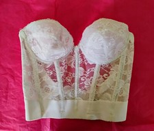 VTG 90s Longline Corset Wedding Dress/Bridal Underwire Bra 34B White Lace