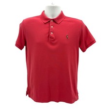 Polo Ralph Lauren Mens Medium Custom Slim Fit Polo Red Logo Collared Preppy
