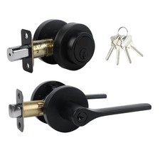 Keyed Alike Front Door Handle and Deadbolt Set, Roundness Heavy Duty Door Han...
