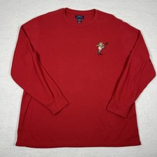 Polo Ralph Lauren Sleepwear Shirt Mens 2XL Red Waffle Knit Polo Bear Rugby Top