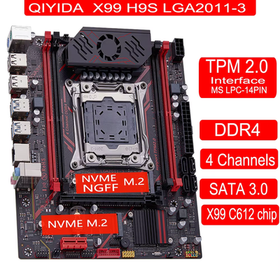 X99 LGA 2011-3 Motherboard with TPM 2.0 C612 DDR4 NVMe M.2 SATA3