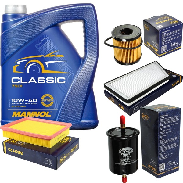 SCT Inspektionspaket 5L Mannol 10W-40 FüR Peugeot 206 CC 1.6 16V 1.4I 1.1I-image