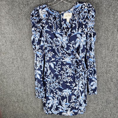 Lilly Pulitzer Jemma Romper Low Tide Navy Koalafied Wrap Puff Sleeves Size 2