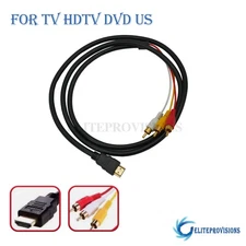 For TV HDTV DVD Cable Cord Adapter 1080P HDMI Male To 3 RCA S-Video AV Audio US