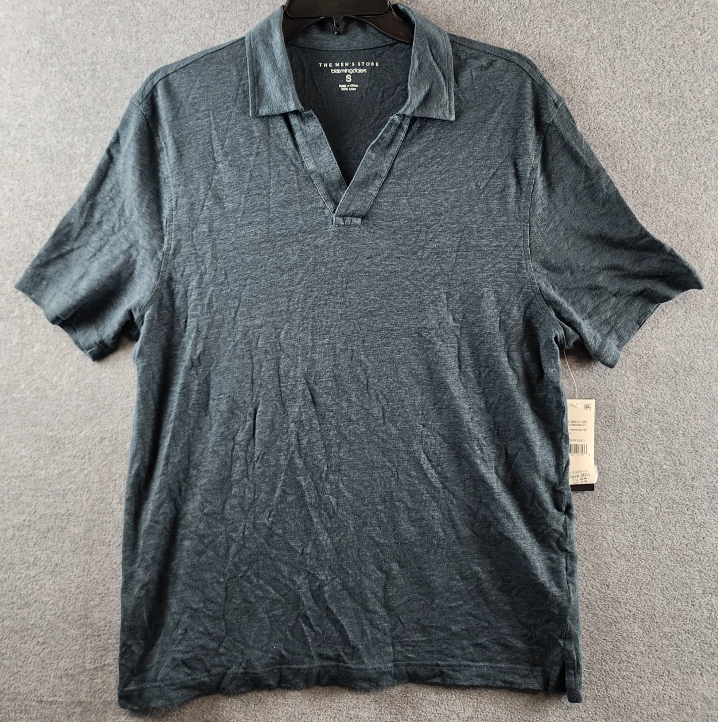 The Men's Store at Bloomingdale's Johnny Collar Linen Polo Shirt S Dark Slate