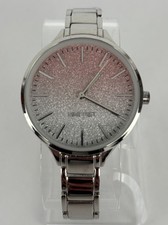 Nine West NW/2337 38mm Silver Tone Quartz Watch w/Bracelet & New Battery