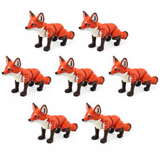 7 PCS Articulated Fox Toys 6.75" USA Made, 3D Printed Fidget Desk Animal Figures