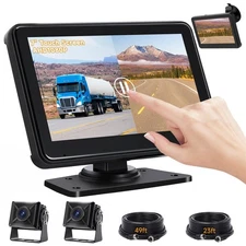 Backup Camera System 7in 1080P Wired Monitor Dual Cam Night Vision IP68