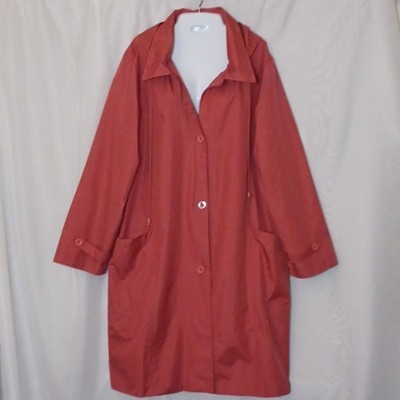 TOTES Women's Burnt Orange Button Down Long Rain Coat. XXL