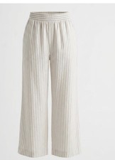 Land  Sea Women  s Large Wide Leg Linen Blend Pants Brown Stripe Boho Lagenlook