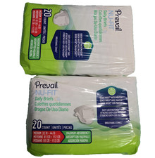 Prevail Nu-Fit Daily Briefs Med 20 Ct Adult Diapers Lot Of 2 Maximum Absorbency