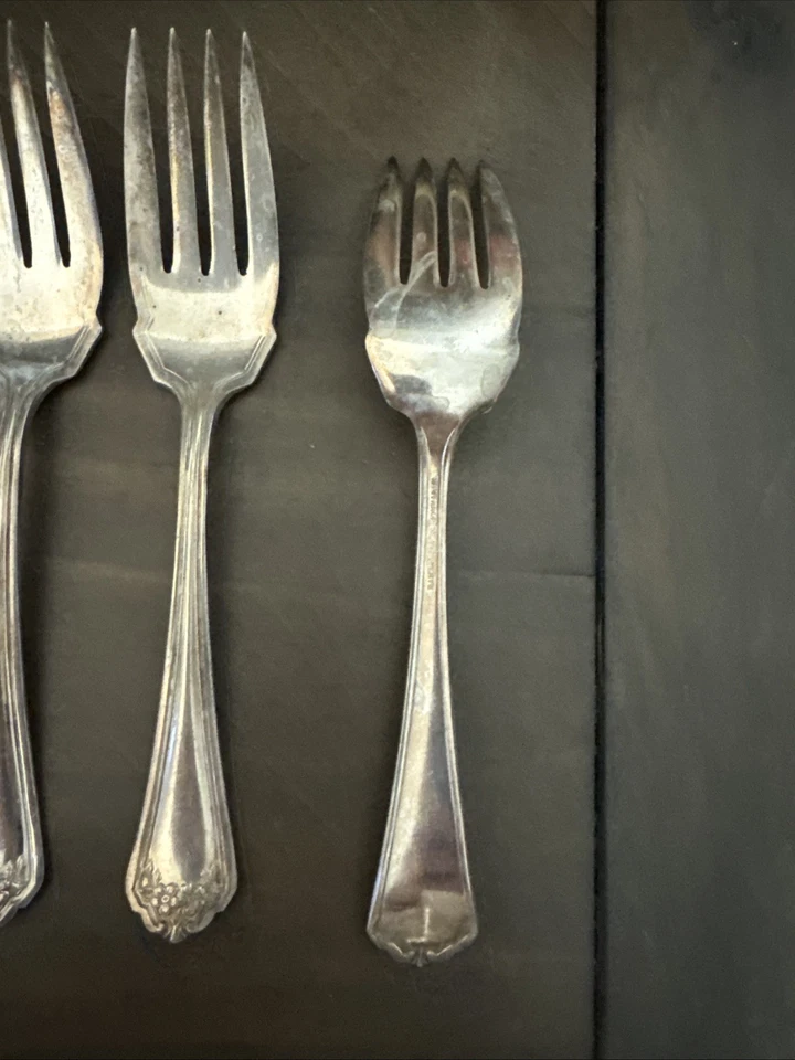 Juego de 6 tenedores de ensalada International Silver Winthrop KENSINGTON 1912 Silverplate Foto 4 de 4