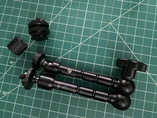 Pearstone Noga-Style  11" Articulating Arm with 1/4"-20  and Shoe-Mount Adapters