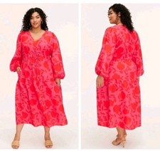 Kate Spade & Target Dress Size XXL Rose Linen Long Sleeve Maxi Dress 