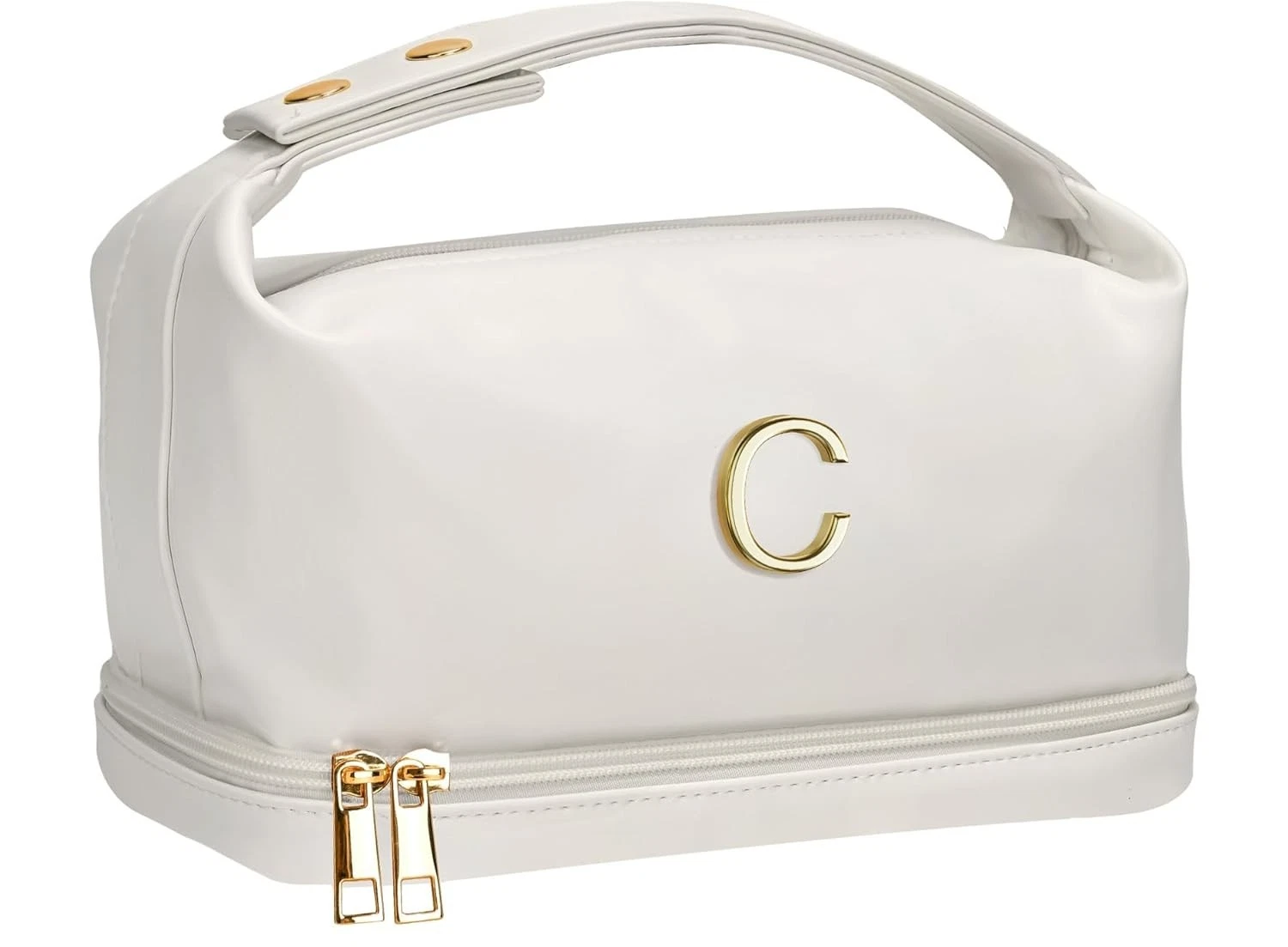 ** Makeup Bag, Double Layer Cosmetic Bag (Letter C)