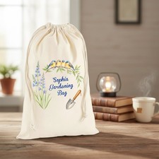 Personalised Garden Bag Custom Name Printed Gardening Tool 100% Cotton Stuff Bag
