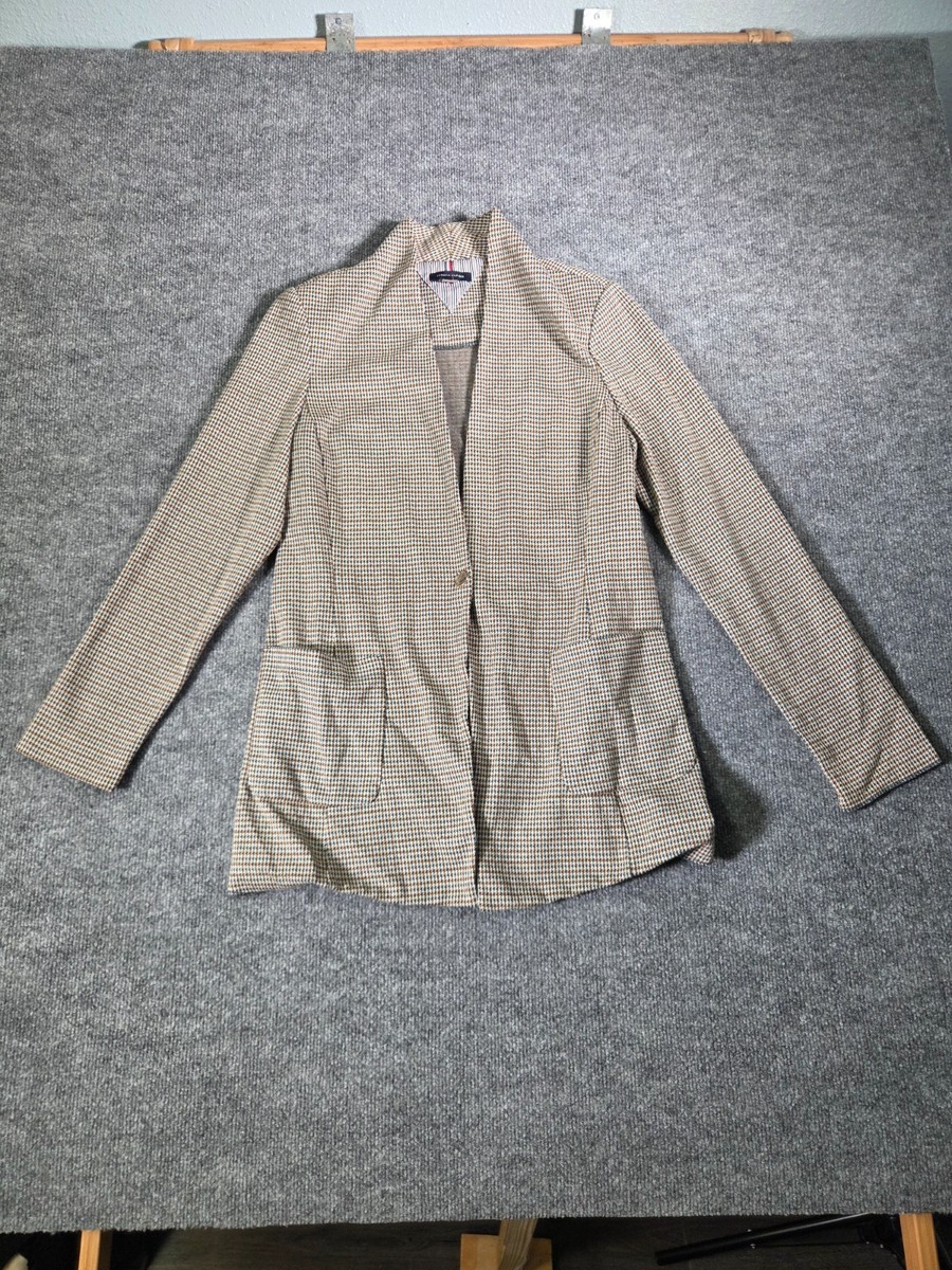 Tommy Hilfiger Women Houndstooth Blazer Sz 10 Multicolor Plaid Classic Jacket Tommy Hilfiger Women Houndstooth Blazer Sz 10 Multicolor Plaid Classic Jacket