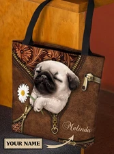 Personalized Pug All Over Tote Bag