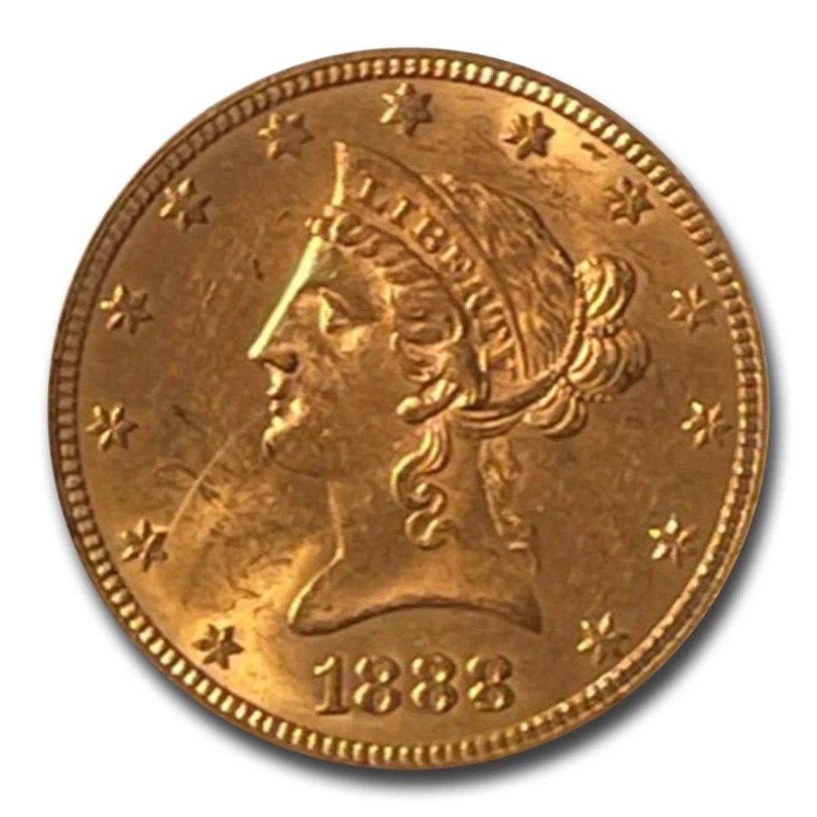 Liberty Gold Eagle 1888-S $10 MS-63 PCGS CAC Foto 2 de 3