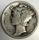 1934-P Mercury Dime 10c Circulated Condition 90% Silver US Coin - 3997
