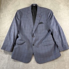 Oak Hill Blazer Mens 2XLT Blue Check Sport Coat Jacket Big Tall Career Business