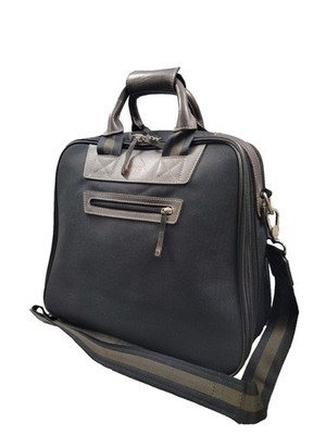 Lancel Laptop Briefcase Carry-On Travel Shoulder  Bag - Canvas Leather Trim