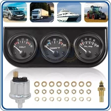 2" 52mm 3-in-1 Auto Car Triple Gauge Set Kit Water Temp Oil Pressure Volt Meter