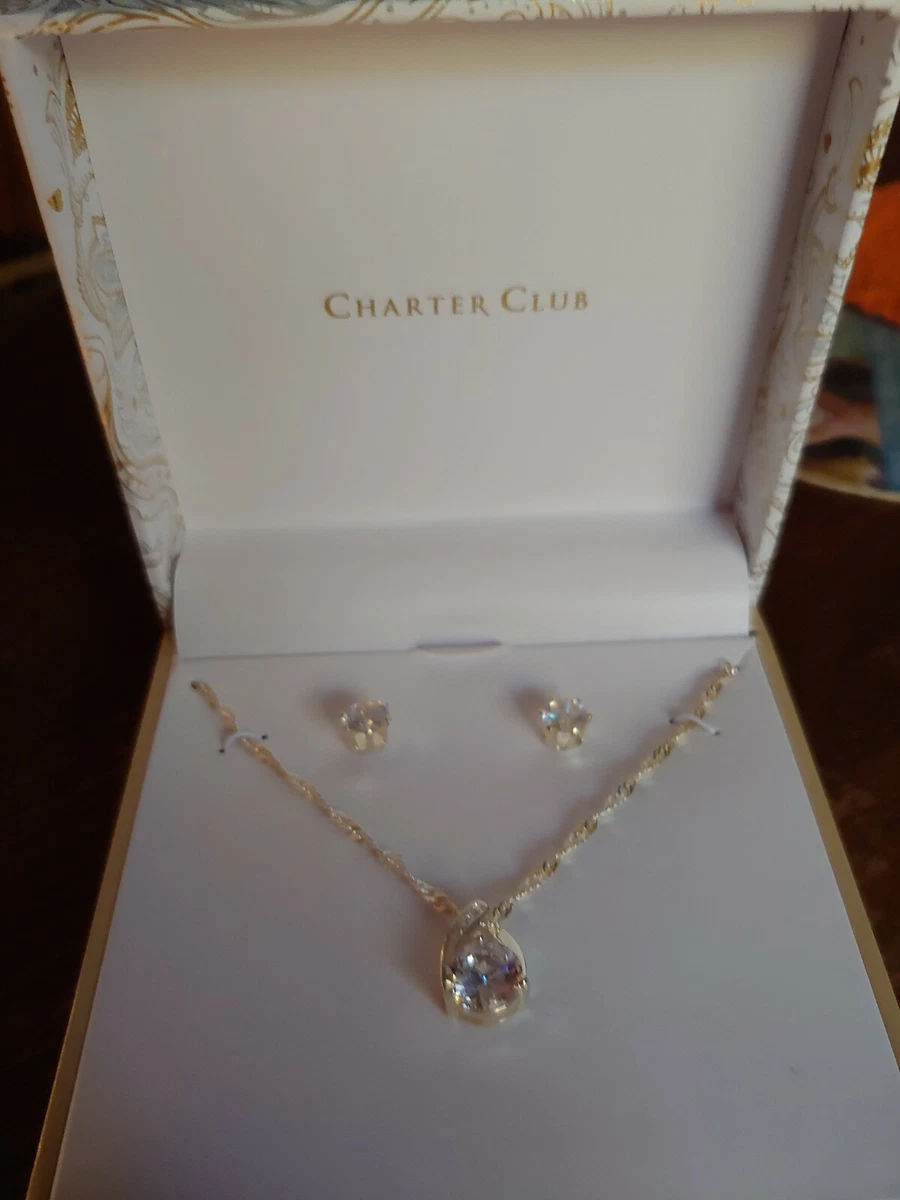 Charter Club crystal silver jewelry set eBay
