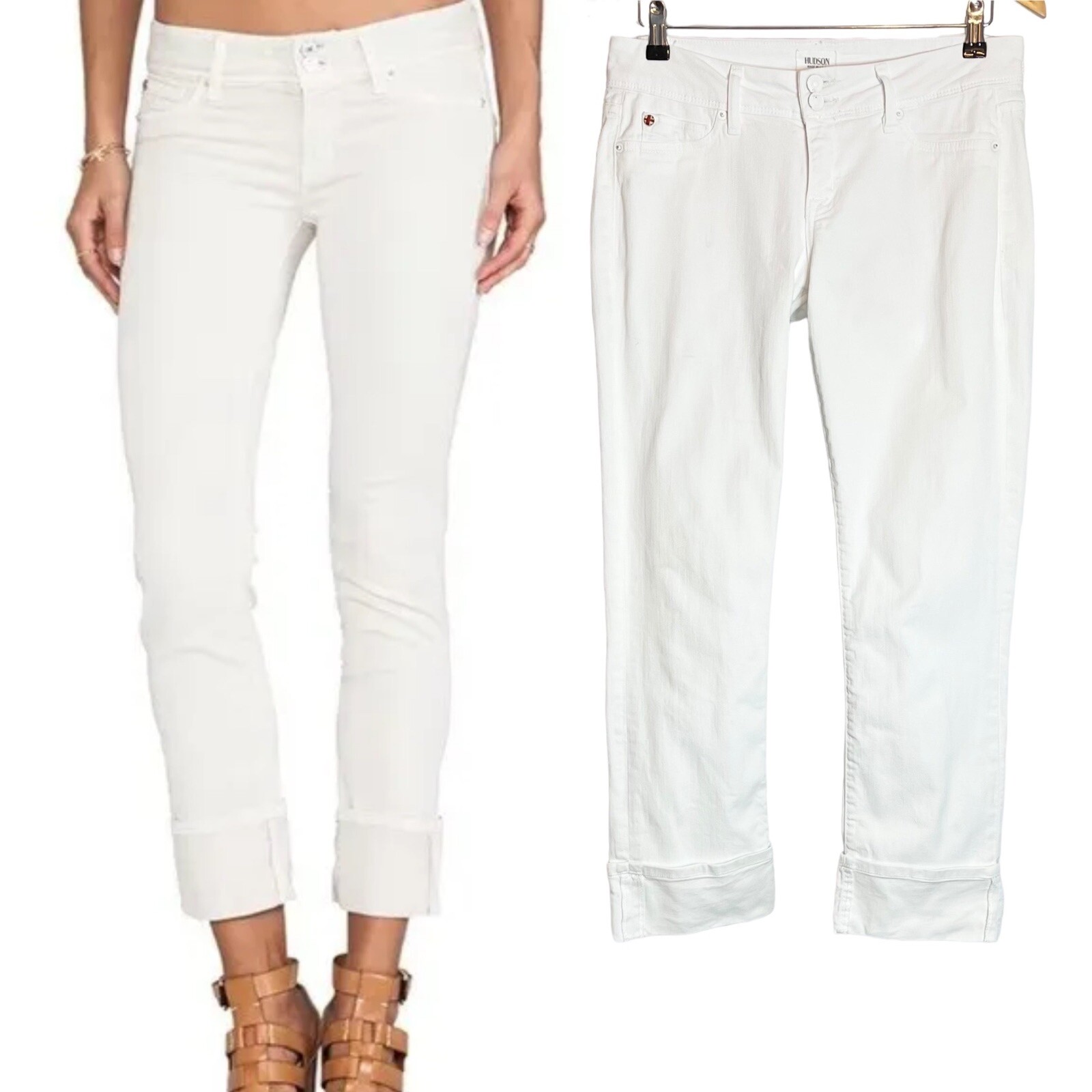 Hudson Ginny Ankle Straight Leg Cuffed Jeans Womens Size 29 Denim Two