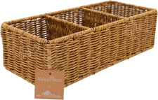 Wicker Basket With 3 Compartments Woven Baskets For Organizing Storage Basket To