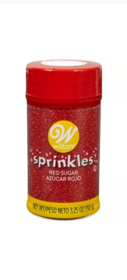 Wilton Red Sugar Sprinkles 3.25 oz Great for Cookie Topping Baking Holiday