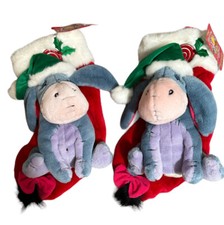 2000 Disney's Candy Cane Christmas Stocking Plush 3D Eeyore Set Of 2 READ